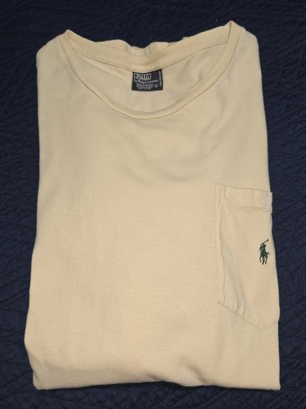 LARGE VINTAGE Polo by Ralph Lauren Short Sleeve Crew Tee Cream